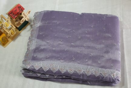Jimmy Choo Silver Radiance Zari Saree beautiful purple color in beautiful wrap