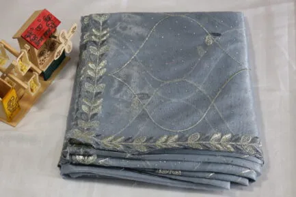 Soft Net Full Zari Work Saree sky blue color
