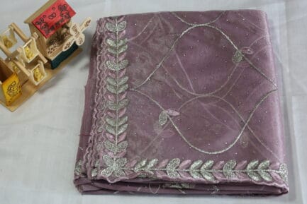 Soft Net Full Zari Work Saree light levender color