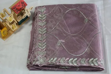 Soft Net Full Zari Work Saree light levender color