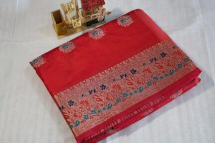 Banarasi Saree red color with beautiful bg