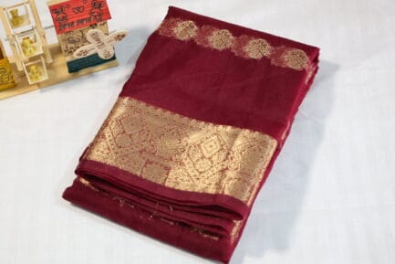 Pure Saree in maroon color
