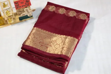 Pure Saree in maroon color