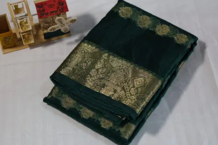 Pure Saree in green color