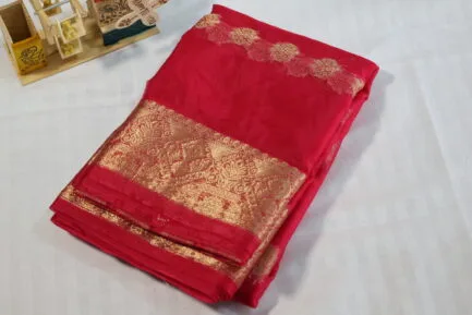 Pure Saree in red color