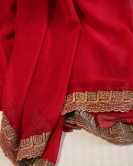 Georgette Golden Zari Border Saree