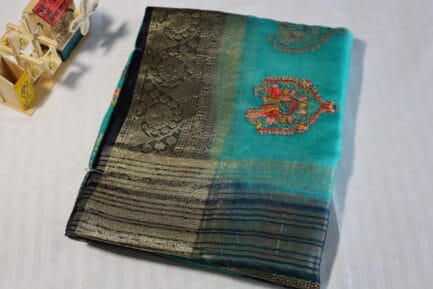 Banarasi Traditional Work Saree light blue color